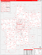 Oklahoma City Metro Area Wall Map Red Line Style